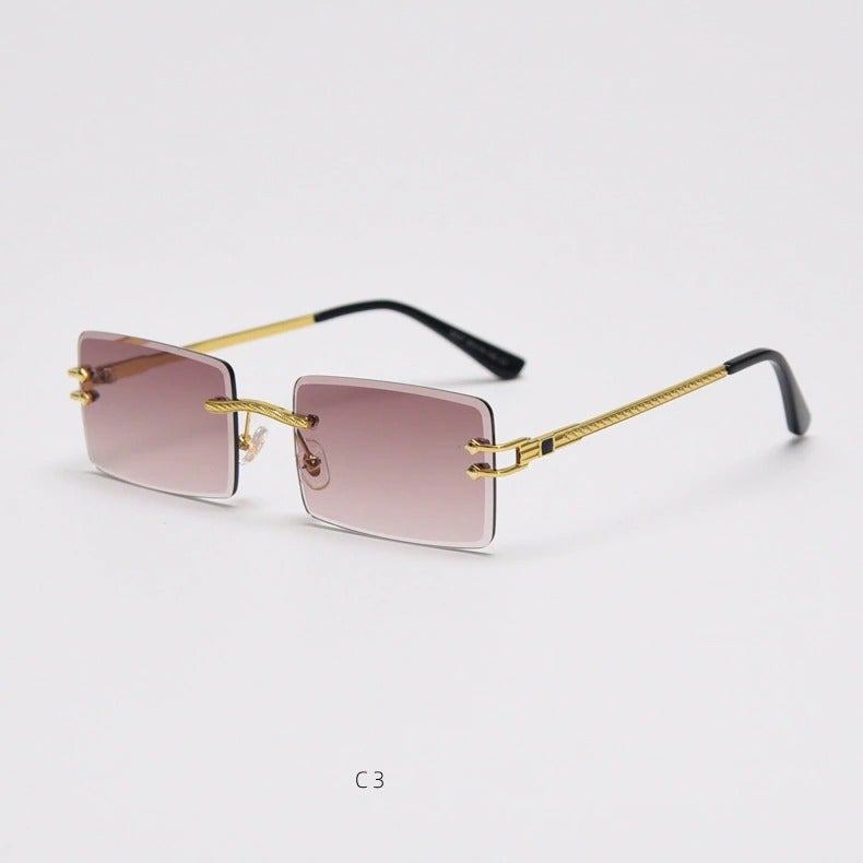 Rimless Rectangle Mirror Lens Eyewear For Unisex-Unique and Classy