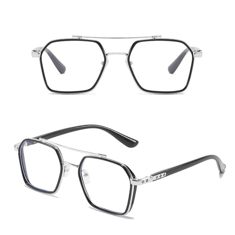 Retro Flat Tide Plate Metal Glasses Square Big Frame Eyeglasses For Unisex-Unique and Classy