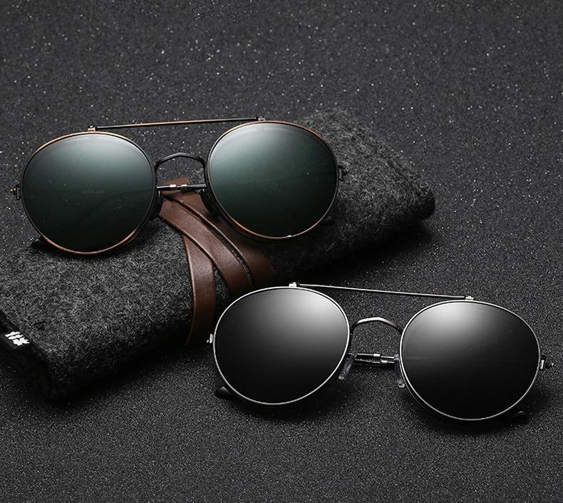 2020 Fashion Vintage Round Flip Up Clamshell Steam Punk Style Sunglasses For Unisex-Unique and Classy