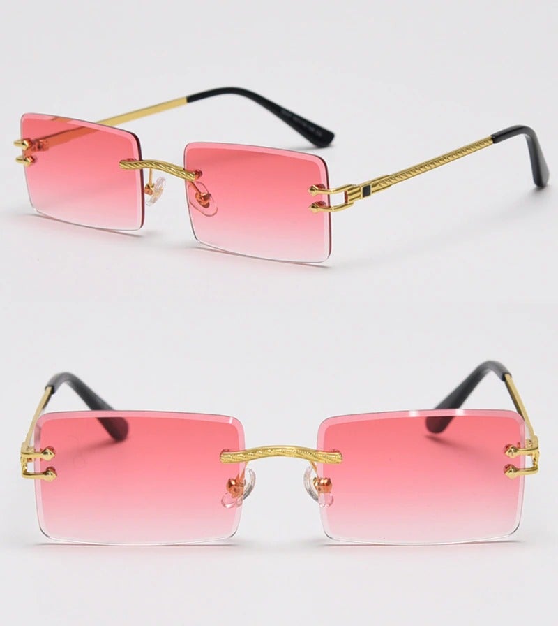 New Color Rectangle Rimless Gradient Sunglasses For Unisex-Unique and Classy