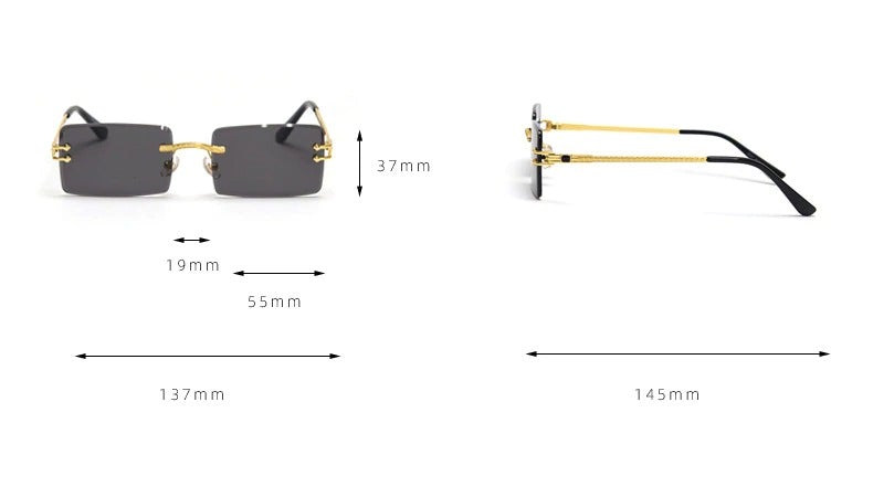 Rimless Rectangle Mirror Lens Eyewear For Unisex-Unique and Classy