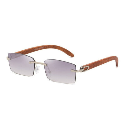 Rimless Small Square Frame Sunglasses For Unisex-Unique and Classy