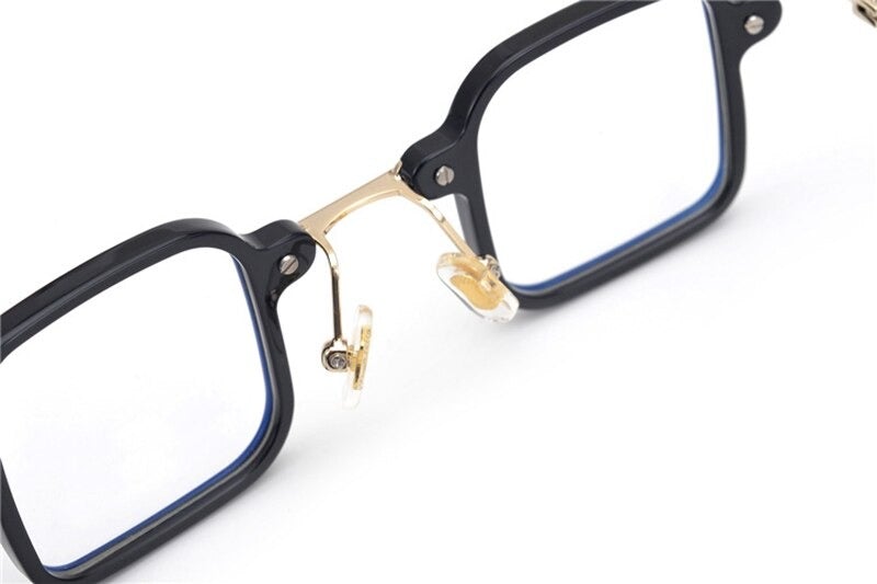 Acetate Metal Small Square Eyeglasses For Unisex-Unique and Classy