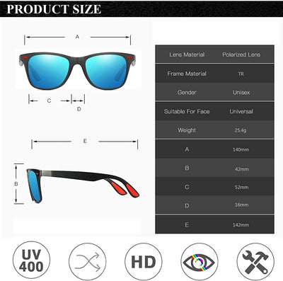 Classic Sports Style Square Polarized Outdoor Travel UV Sunglasses For Men And Women