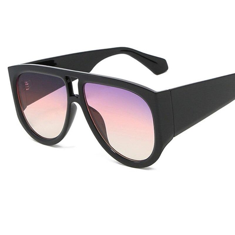 Trend Brand Flat Top Luxury Oversized Black Big Frame Pilot Sunglasses For Men And Women-Unique and Classy