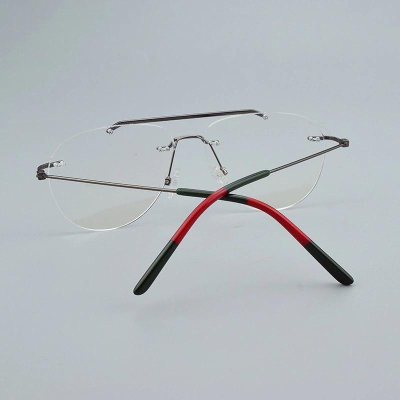 Vinatge Fashion Rimless Brand Blue Blocking Transparent Clear Lens Designer Eyeglasses Spectacle Frame For Men And Women