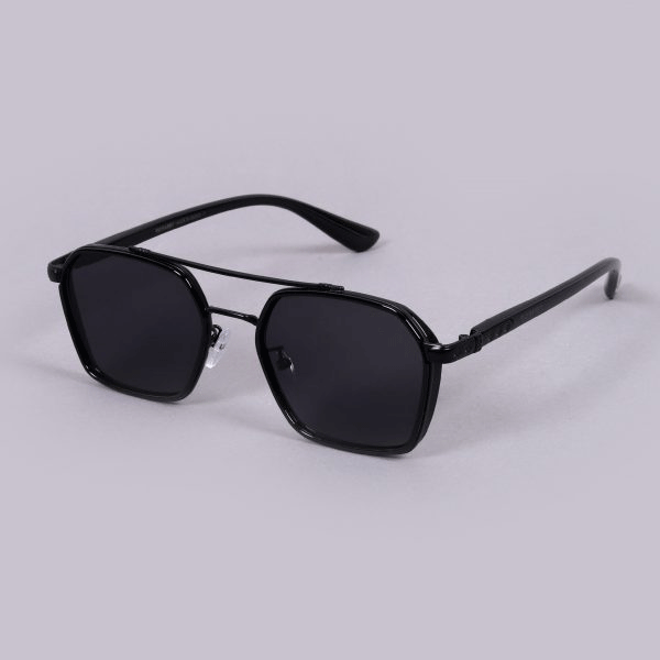 Classic Hexagon Design Full Black Sunglasses For Unisex-Unique and Classy