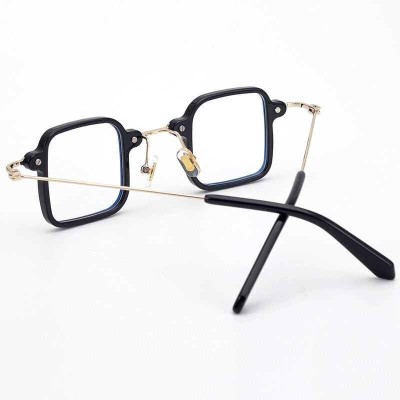 Acetate Metal Small Square Eyeglasses For Unisex-Unique and Classy