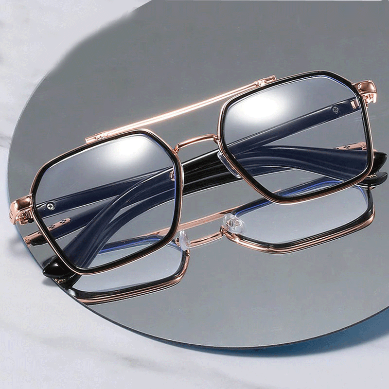 Retro Flat Tide Plate Metal Glasses Square Big Frame Eyeglasses For Unisex-Unique and Classy