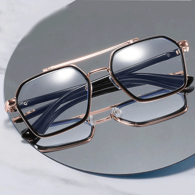 Retro Flat Tide Plate Metal Glasses Square Big Frame Eyeglasses For Unisex-Unique and Classy