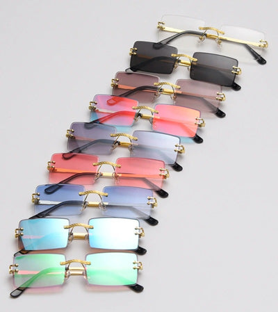 Vintage Unique Rimless Rectangle Sunglasses For Unisex-Unique and Classy