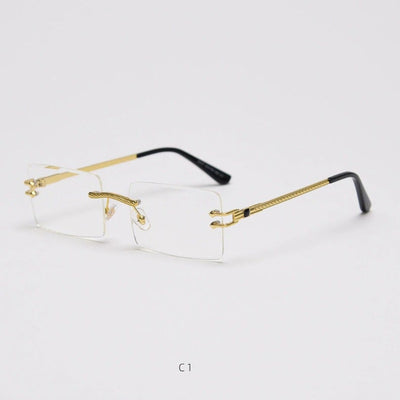 Rimless Rectangle Mirror Lens Eyewear For Unisex-Unique and Classy