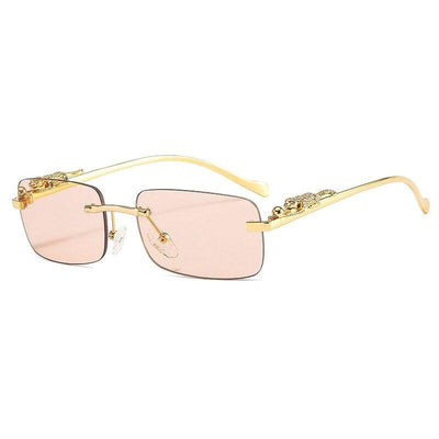 Luxury Vintage Rimless Gradient Brand Alloy Square Frame Classic Retro Pilot Designer Sunglasses For Men And Women-Unique and Classy
