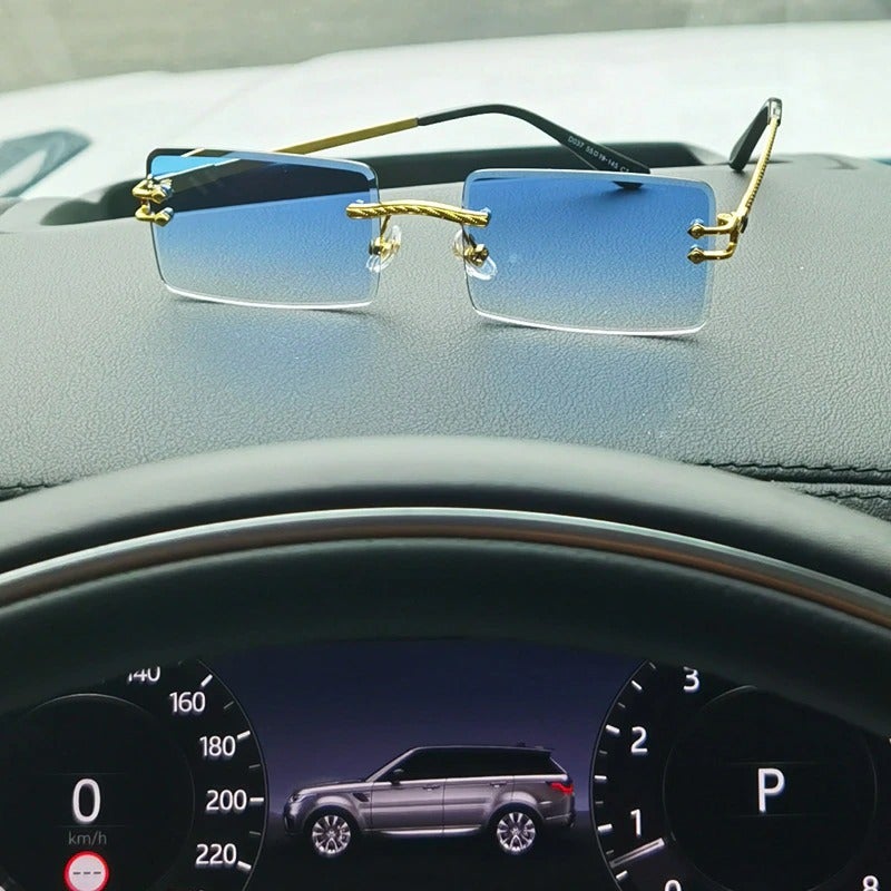 Rimless Rectangle Mirror Lens Eyewear For Unisex-Unique and Classy