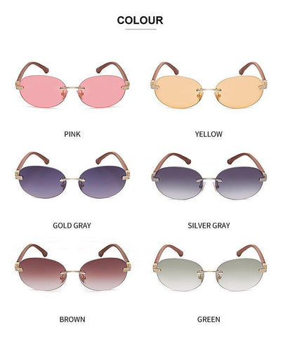 Trendy Brand Designer Round Frame Luxury Diamond Studded Rimless Sunglasses For Unisex-Unique and Classy