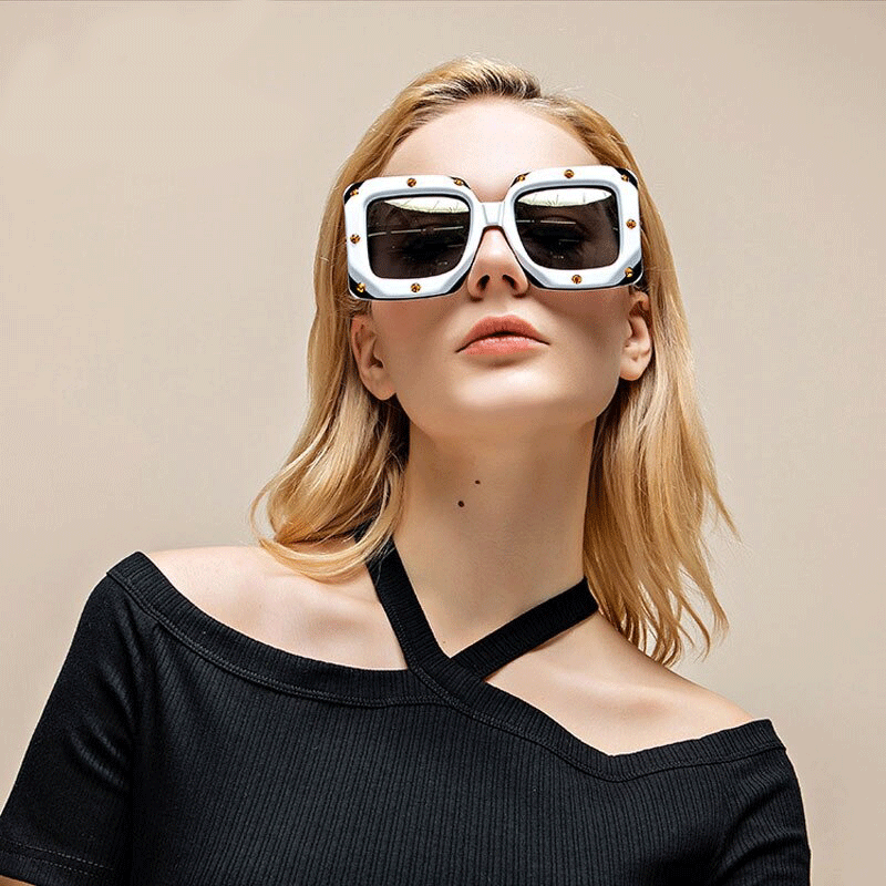 2020 Italian Big Frame Square Crystal Diamond Sunglasses For Unisex-Unique and Classy