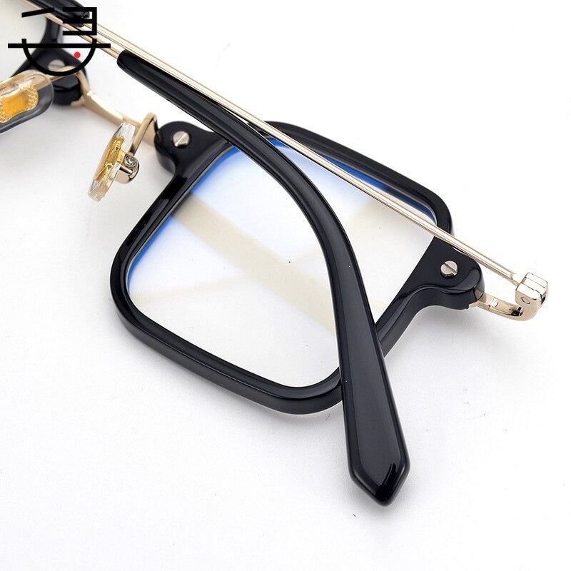 Acetate Metal Small Square Eyeglasses For Unisex-Unique and Classy