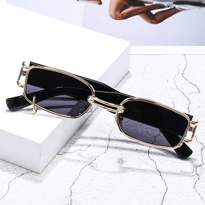 Fashion Small Rectangle With Metal Ring Decoration Frame Sunglasses For Men And Women-Unique and Classy