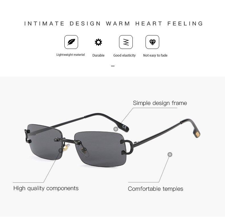 2021 Brand Designer Retro Fashion Trendy Rimless Rectangle Sunglasses For Men And Women-Unique and Classy