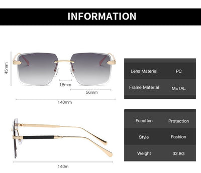Fashionable Square Rimless Sunglasses For Men And Women-Unique and Classy