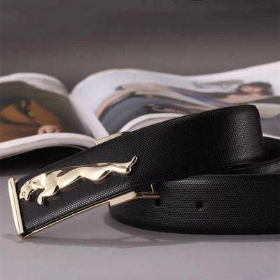 Fashionable Jaguar Alloy Buckle Designer Belt For Men's-Unique and Classy