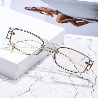 Fashion Small Rectangle With Metal Ring Decoration Frame Sunglasses For Men And Women-Unique and Classy