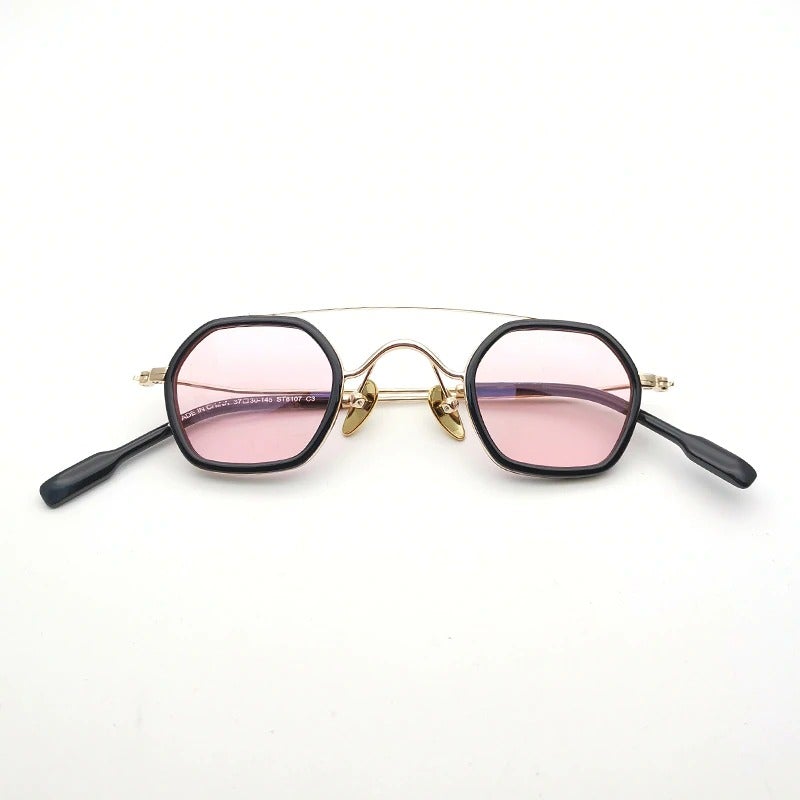 Flat Glass Frame Double Beam Polygonal Glasses For Unisex