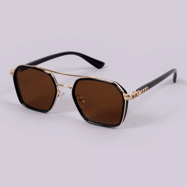 Classic Hexagon Design Brown Sunglasses For Unisex-Unique and Classy