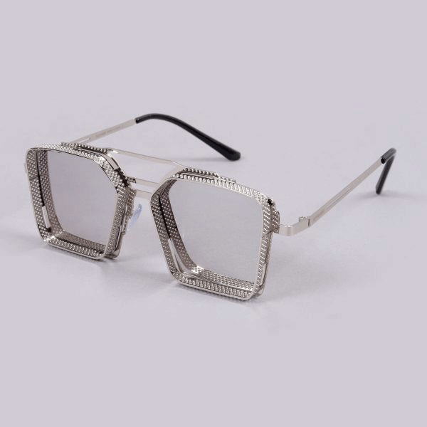 Retro Classic Silver Reflector Square Steampunk Sunglasses For Unisex-Unique and Classy