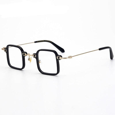 Acetate Metal Small Square Eyeglasses For Unisex-Unique and Classy