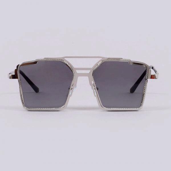 Retro Classic Silver Black Square Steampunk Sunglasses For Unisex-Unique and Classy