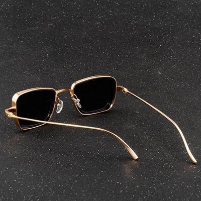 Stylish Square Black And Gold Retro Sunglasses For Men And Women-Unique and Classy