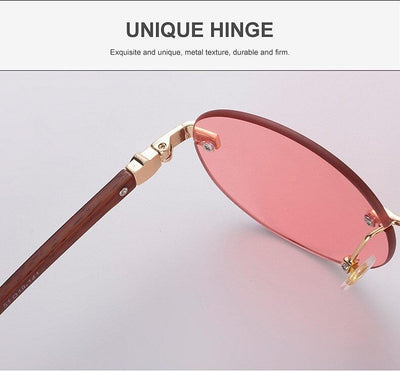 Trendy Brand Designer Round Frame Luxury Diamond Studded Rimless Sunglasses For Unisex-Unique and Classy