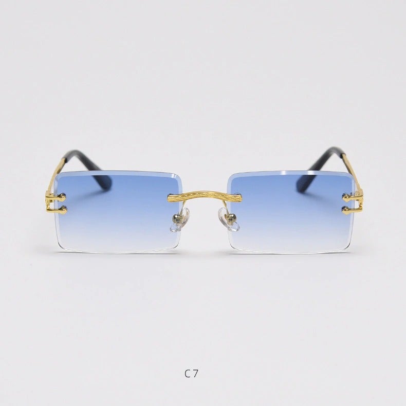 Rimless Rectangle Mirror Lens Eyewear For Unisex-Unique and Classy