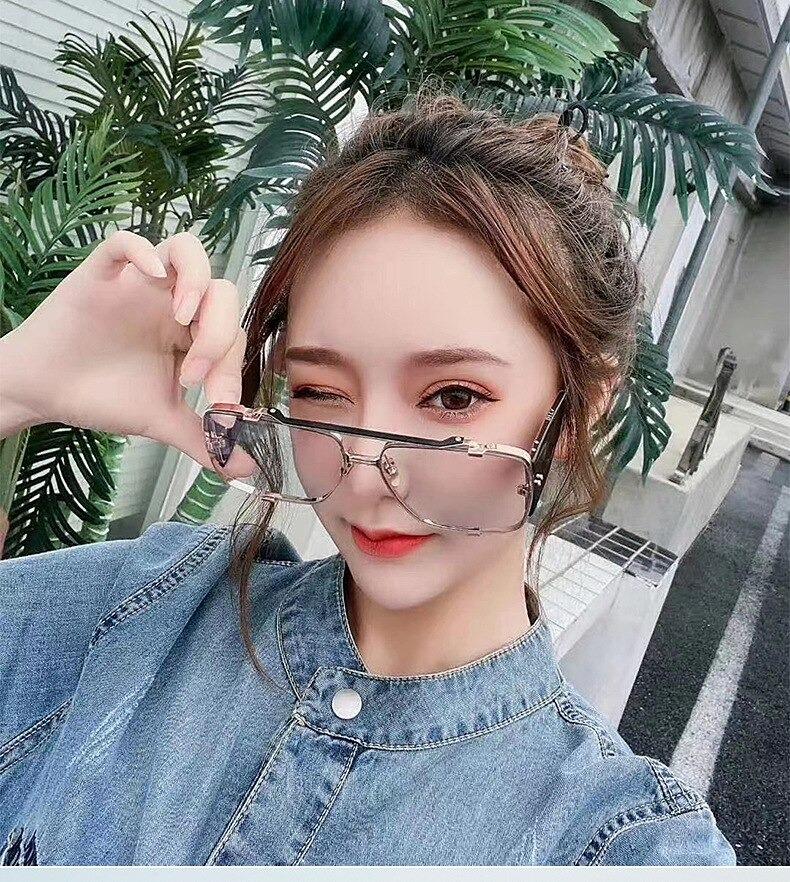 2020 Luxury Vintage Designer Brand Blur Block Retro Fashion Oversized Square Eyeglasses Spectacle Frame For Men And Women