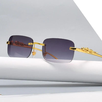 Luxury Rimless Square Metal Frame Unique Retro Fashion Classic Vintage Stylish Brand Designer Sunglasses For Men And Women-Unique and Classy