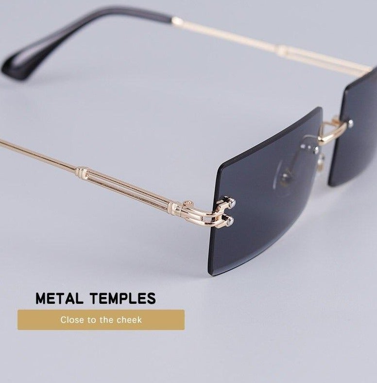 Rimless Rectangle Retro Sunglasses For Unisex-Unique and Classy