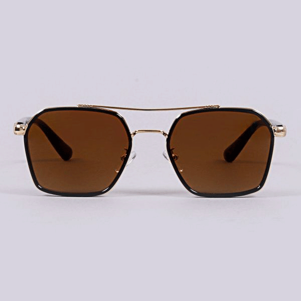 Classic Hexagon Design Brown Sunglasses For Unisex-Unique and Classy