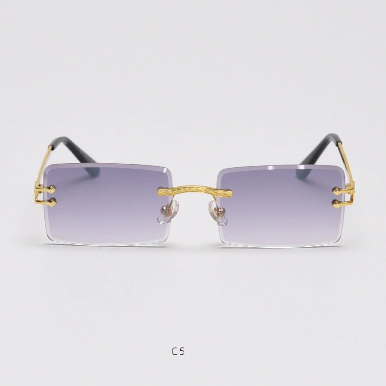 Rimless Rectangle Mirror Lens Eyewear For Unisex-Unique and Classy