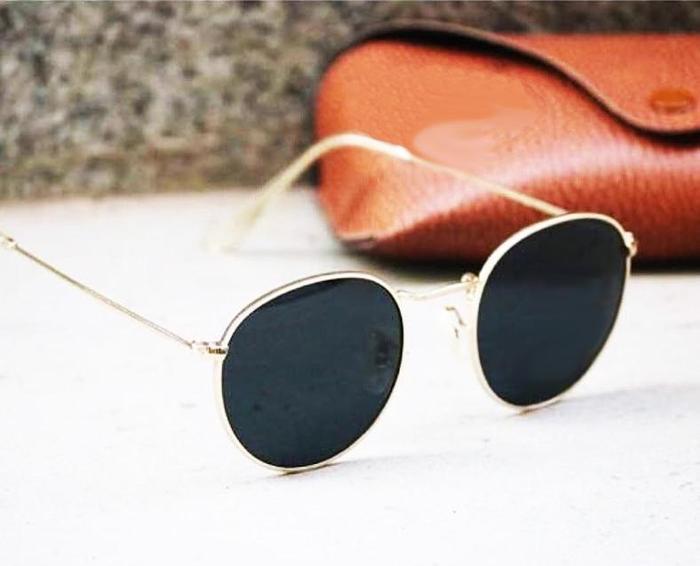 Gold, Black Round Lightweight Comfortable Sunglasses For Men and Women-Unique and Classy
