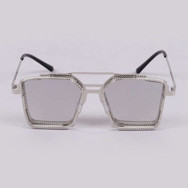 Retro Classic Silver Reflector Square Steampunk Sunglasses For Unisex-Unique and Classy