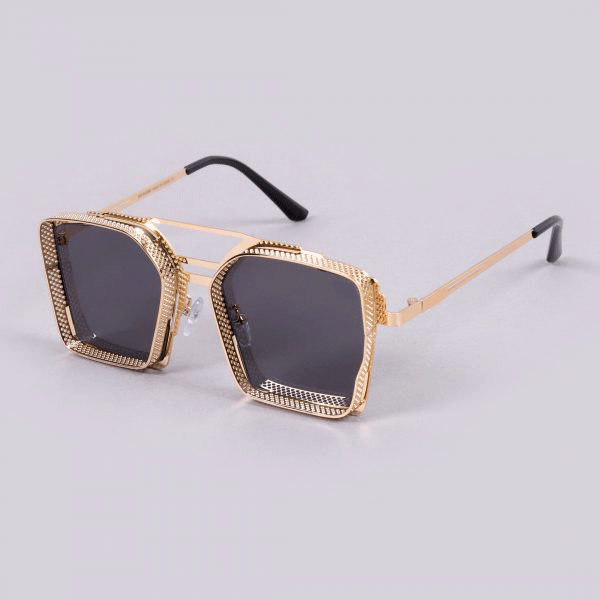 Retro Classic Gold Black Square Steampunk Sunglasses For Unisex-Unique and Classy