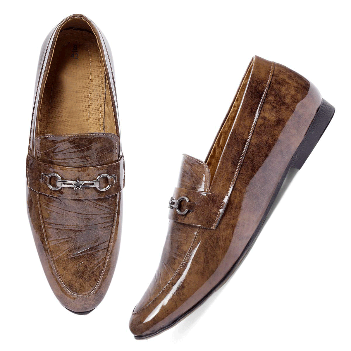 Stylish Pattern Pu Leather Loafer & Moccasins Shoes For Men's-Unique and Classy