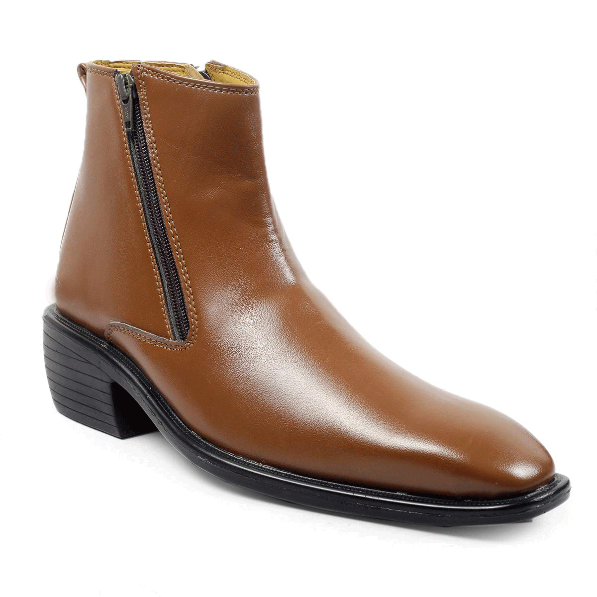 New Arrival Tan Casual Formal Zipper Ankle Boots For Men-Unique and Classy