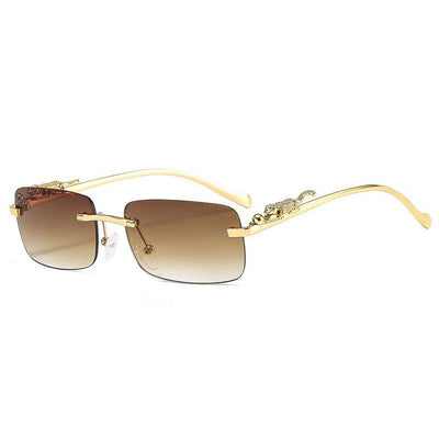 Luxury Vintage Rimless Gradient Brand Alloy Square Frame Classic Retro Pilot Designer Sunglasses For Men And Women-Unique and Classy