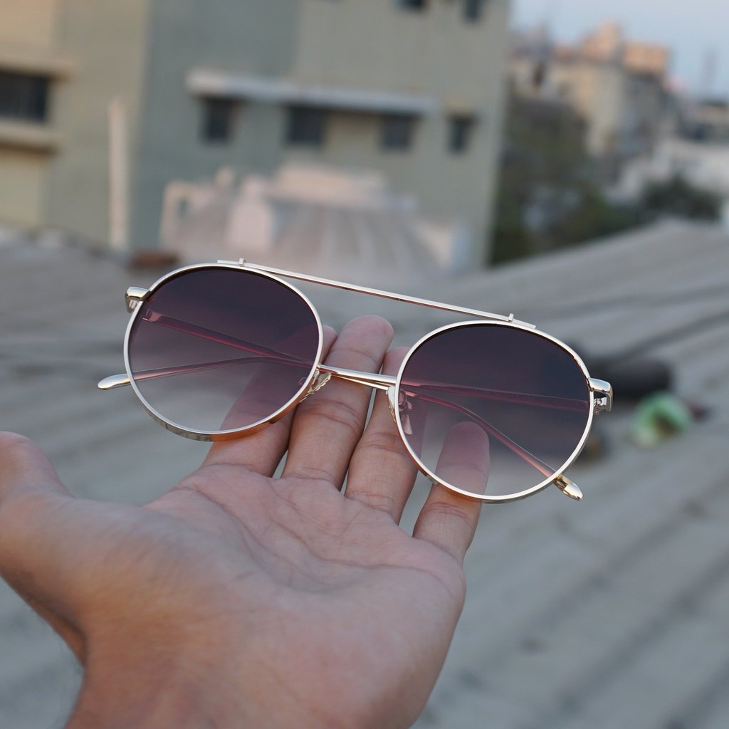 Retro Round Gold Brown Gradient Sunglasses For Men And Women-Unique and Classy
