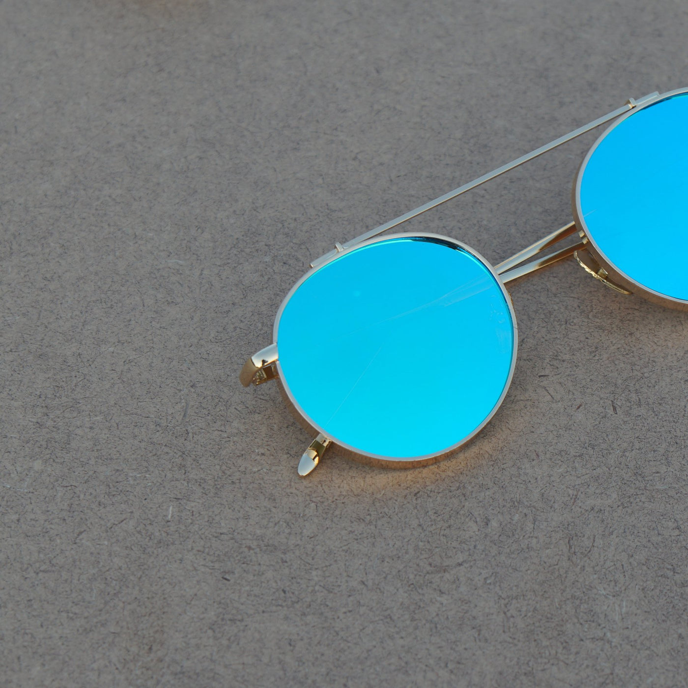 Round Aqua Blue And Gold Sunglasses For Men And Women-Unique and Classy