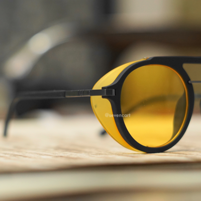 Yellow and Black Side Cap Round Sunglasses For Men And Women-Unique and Classy
