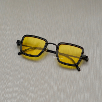 Stylish Square Yellow And Black Retro Sunglasses For Men And Women-Unique and Classy