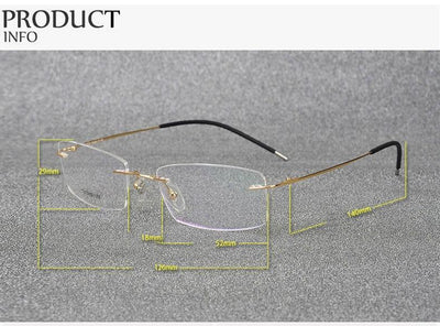 Rimless Titanium Eyeglasses Frame Super Light weighted Flexible Titanium Alloy Temple Legs Optical Glasses Spectacles